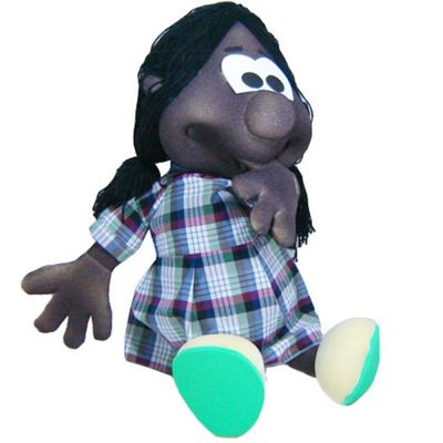 Fantoche de Corpo Inteiro - Espuma - Menina Afro-Brasileiro - 100% Artesanal - Multicolorido