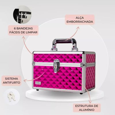 Maleta De Maquiagem Objetos Anna Make Média Vazia Rosa
