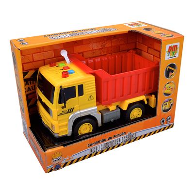 Caminhão Fricção Construção Com Luz e Som DMT5697 - Dm Toys Amarelo