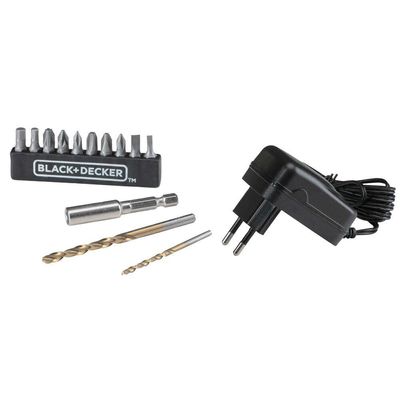 Parafusadeira / Furadeira 3/8 (10mm) BlackeDecker LD12 a Bateria 12V Li-Ion com Acessórios Laranja e Preto / Bivolt
