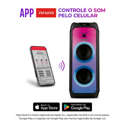 Caixa de Som PartyBox AIWA PB-06 Bluetooth 20H RGB USB TWS Preto BIV