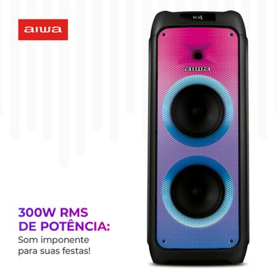Caixa de Som PartyBox AIWA PB-06 Bluetooth 20H RGB USB TWS Preto BIV