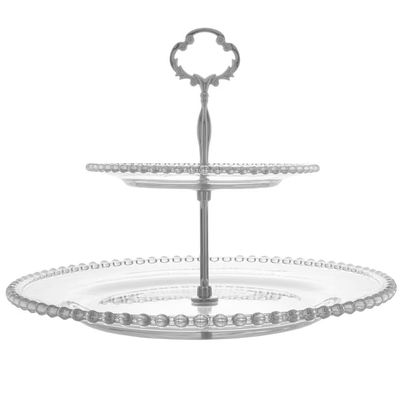 Suporte Duplo para Doces Wolff Pearl em Cristal 25 x 32 cm Cristal