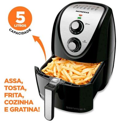 Fritadeira Sem Oleo Eletrica Mondial Air Fryer 1500w Preto 110v