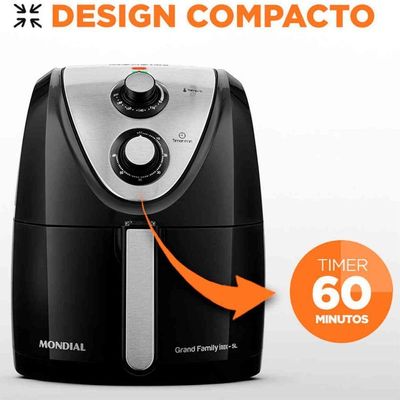 Fritadeira Sem Oleo Eletrica Mondial Air Fryer 1500w Preto 110v