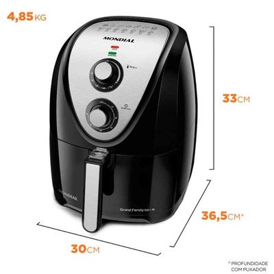 Fritadeira Sem Oleo Eletrica Mondial Air Fryer 1500w Preto 110v