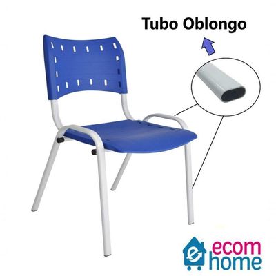 Kit 3 Cadeiras Iso para Escola Escritório Comércio Azul Base Branca