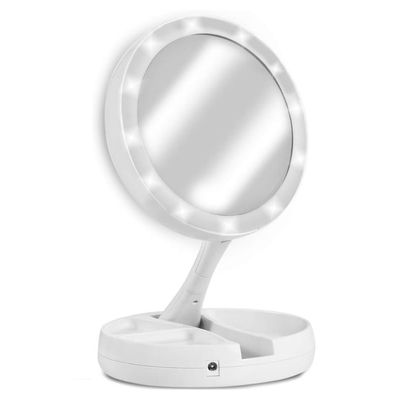 Espelho De Maquiagem Com Luz Led Aumenta 10X Dobravel e Portátil