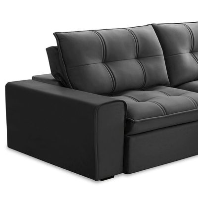 Sofá 3 Lugares Retrátil e Reclinável Argos Veludo Chumbo