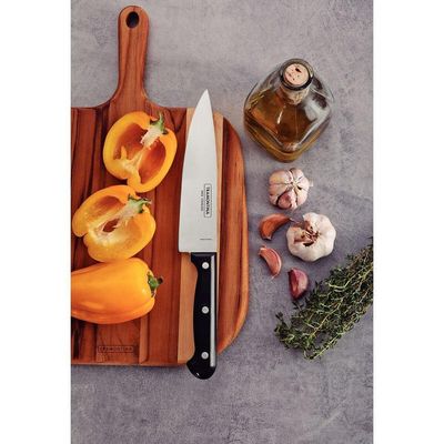 Faca Chef Tramontina Ultracorte Com Lamina Em Aço Inox E Cabo De Polipropileno Preto 7"