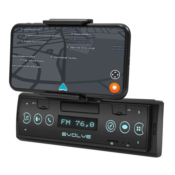 Som Automotivo Evolve Connect Bluetooth 4X35W Suporte p/ Smartphone Rádio FM Entrada USB - P3352 P3352