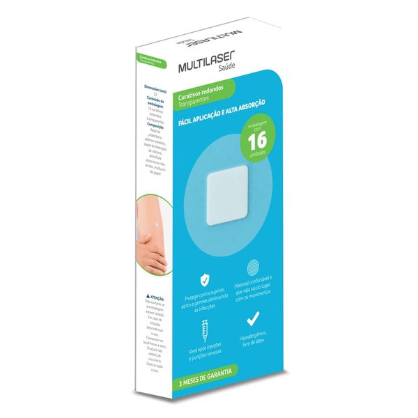 Curativo Redondo Transparente Caixa c/ 16 - Multilaser Saúde - HC494 HC494 Curativo Redondo Transparente Caixa c/ 16 - Multilaser Saúde - HC494 HC494