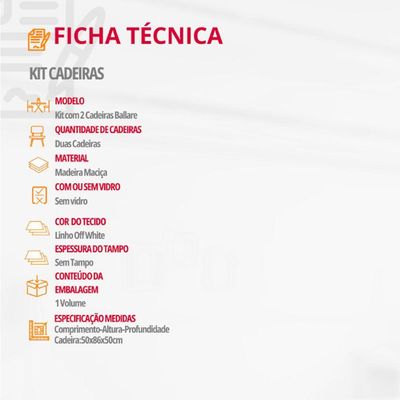 Conjunto Com 2 Cadeiras Ballare Moderna Mobília Linho Off White/cinam.imbuia
