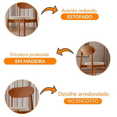 Conjunto Com 2 Cadeiras Ballare Moderna Mobília Linho Off White/cinam.imbuia