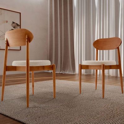 Conjunto Com 2 Cadeiras Ballare Moderna Mobília Linho Off White/cinam.imbuia