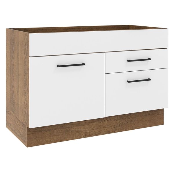 Balcão de Pia Madesa Agata 1 Porta e 2 Gavetas Rustic/Branco Cor:Rustic/Branco