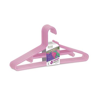 Cabide Dasplast Plástico Infantil Mix Bebê com 6 Unidades Rosa