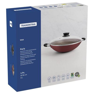 Wok Tramontina Paris Revestimento Interno E Externo Em Antiaderente Starflon Max Vermelho