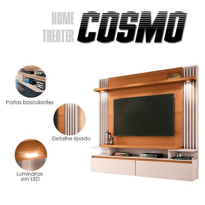 Painel Para Tv Home Suspenso Ambiente Cosmo Cinamomo Off White - Hb Móveis