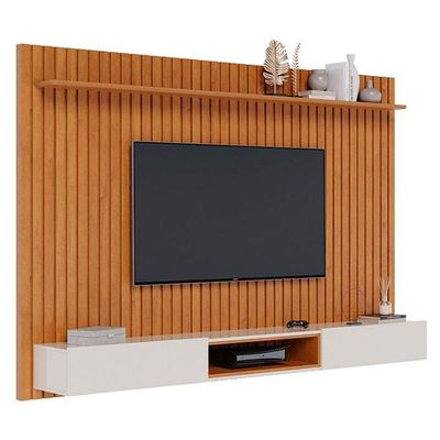 Painel Para Tv Home Suspenso Ripado Ambiente Loft 2.2 Nature Off White - Imcal