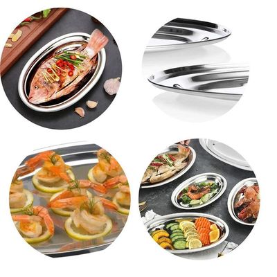 Bandeja Travessa Oval Rasa Inox Servir Porções Batata 30 Cm