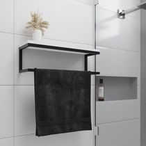 Toalheiro Para Banheiro Estilo Industrial Ita Preto E Prateleira Branca Preto