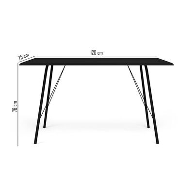 Mesa Sala De Jantar Paraty Preto 120x75cm Tampo Preto