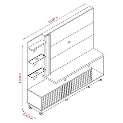 Estante Home Theater Ambiente Frizz Plus Com Rodízios Cinamomo Off White - Madetec