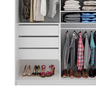 Guarda-Roupa Solteiro Zermatt 100% MDF  2 PT 3 GV Branco