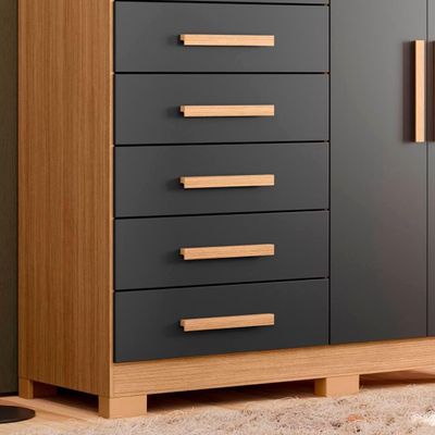 Cômoda Para Quarto Infantil 8 Gavetas 2 Portas Nature Titanium Valentina Shop Jm