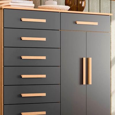 Cômoda Para Quarto Infantil 8 Gavetas 2 Portas Nature Titanium Valentina Shop Jm