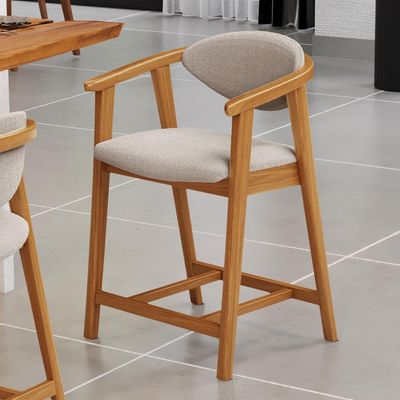 Banqueta Baixa Para Cozinha Sala de Jantar Bancada Cecília L02 Bouclê Creme - Lyam Decor