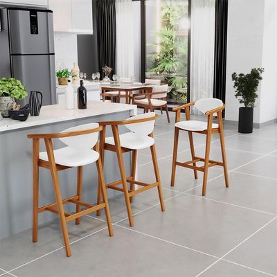 Kit 02 Banquetas Alta Para Cozinha Bancada Bar Sala de Jantar Fixa Cecília L02 Facto Branco - Lyam