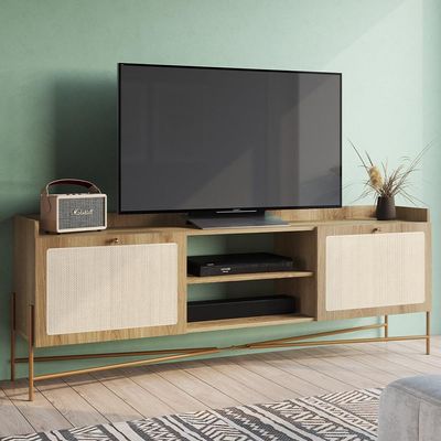 Rack Para Sala de Estar TV 65 Pol 183cm Industrial Indy A03 Hanover Dourado - Lyam Decor