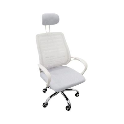 Kit 4 Cadeiras Escritório Diretor Tela Mesh Encosto De Cabeça Branco