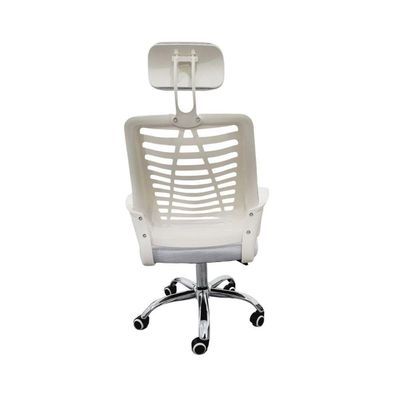Kit 4 Cadeiras Escritório Diretor Tela Mesh Encosto De Cabeça Branco