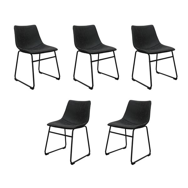 Kit 5 Cadeiras Decorativas Marquezine Sala de Jantar PU Base Aço Preto G56 - Gran Belo