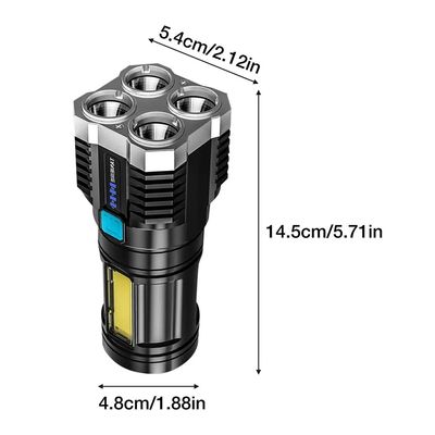 LANTERNA LED TÁTICA POTENTE 4 NÚCLEOS ALTO BRILHO PORTÁTIL LONGO ALCANCE ULTRA ILUMINAÇÃO Único / Preto