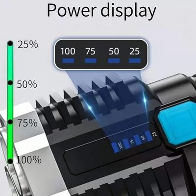 LANTERNA LED TÁTICA POTENTE 4 NÚCLEOS ALTO BRILHO PORTÁTIL LONGO ALCANCE ULTRA ILUMINAÇÃO Único / Preto