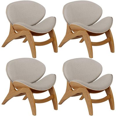 Kit 4 Poltronas Decorativa Orgânica Sala Living Kadosh L02 Linho Bege - Lyam Decor