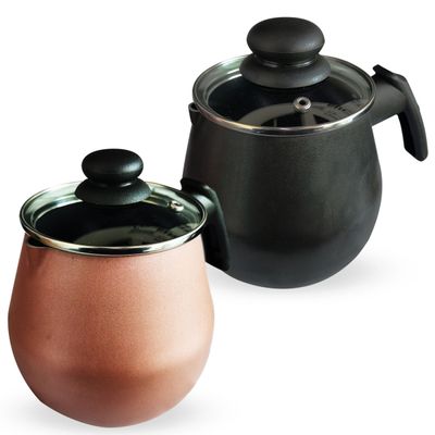 Fervedor Leiteira Bule Antiaderente 1,5 Litros Com Tampa de Vidro Preto