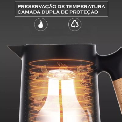 Garrafa Térmica 1L Nórdica Cabo Madeira Verde