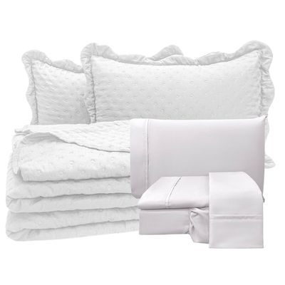 Coordenado Cobre Leito King e Lençol Diplomata 7 Peças - Branco