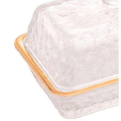 Manteigueira Cristal Fio De Ouro Com Tampa Petra 17cm - Lyor