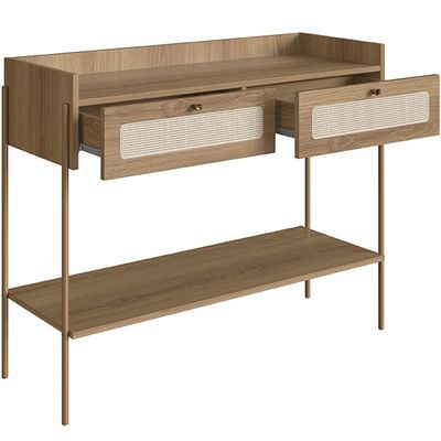 Aparador Para Sala de Estar 2 Gavetas Industrial Indy A03 Hanover Dourado - Lyam Decor