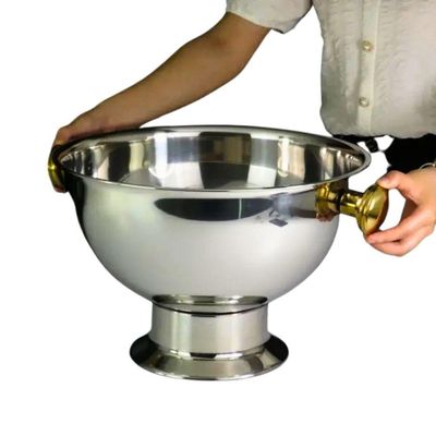 Champanheira Grande Inox Premium Alça Dourada 12 Lts