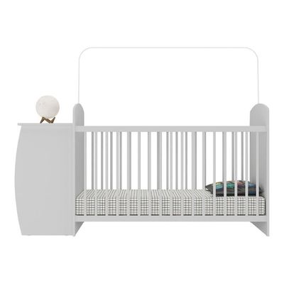 Berço Cômoda Com Colchão Incluso Colinho De Mãe Multimóveis Branco Azul