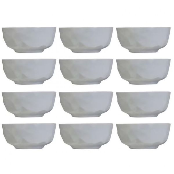 Conjunto com 12 Tigelas M Germer Edros em Porcelana 600ml Branco