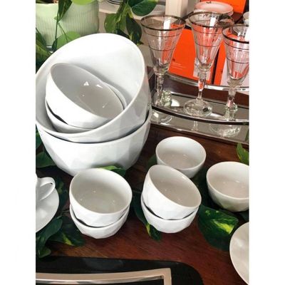 Conjunto com 12 Tigelas M Germer Edros em Porcelana 600ml Branco