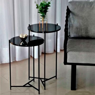 Conjunto De Mesa Lateral áquila Preta Iron Wood Preto
